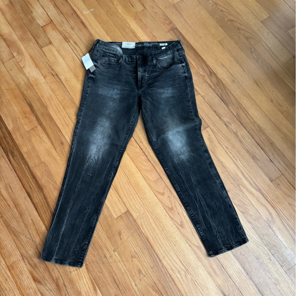 Calvin Klein Jeans Ankle Skinny Black 32 NWT Cement Wash